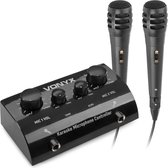Karaoke set - Vonyx AV430B - 2x karaoke microfoon met mixer met echo effect - Maak van je stereo set een echte karaoke set! - Zwart