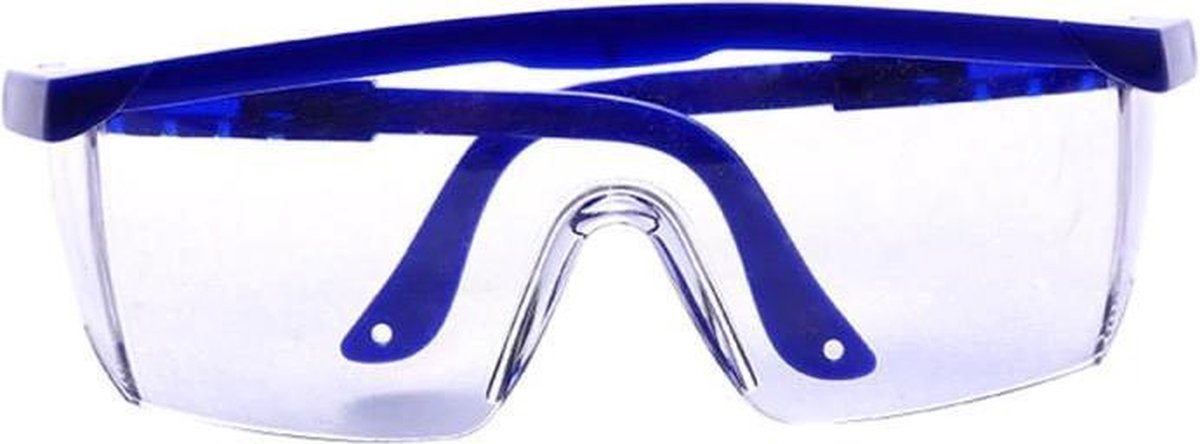 Beschermingsbril kunststof - Spatbril / Veiligheidsbril met blauw montuur