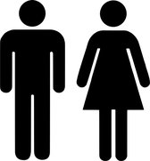 Toiletsticker - Symbool heren en dames - set van twee  - zwart - H 15 cm - kantoorsticker - wc bordje - wc pictogram - deursticker