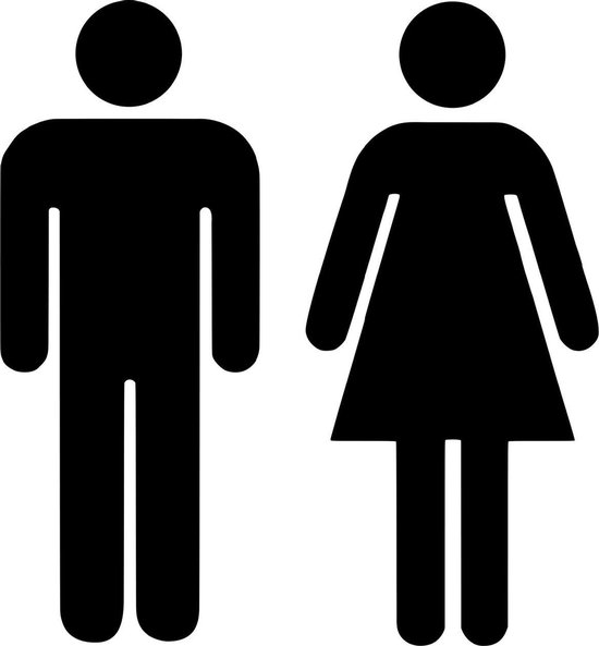 Toiletsticker - Symbool heren en dames - set van twee - zwart - H 15 cm  -... | bol.com