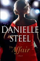 Boekcover van "The Affair" door Danielle Steel met een vrouw in een rode jurk voor spotlights.