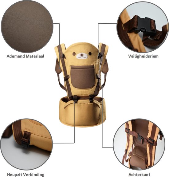 Baby Draagzak Buik/Rug babydrager met Zacht Zitje (036 Maanden