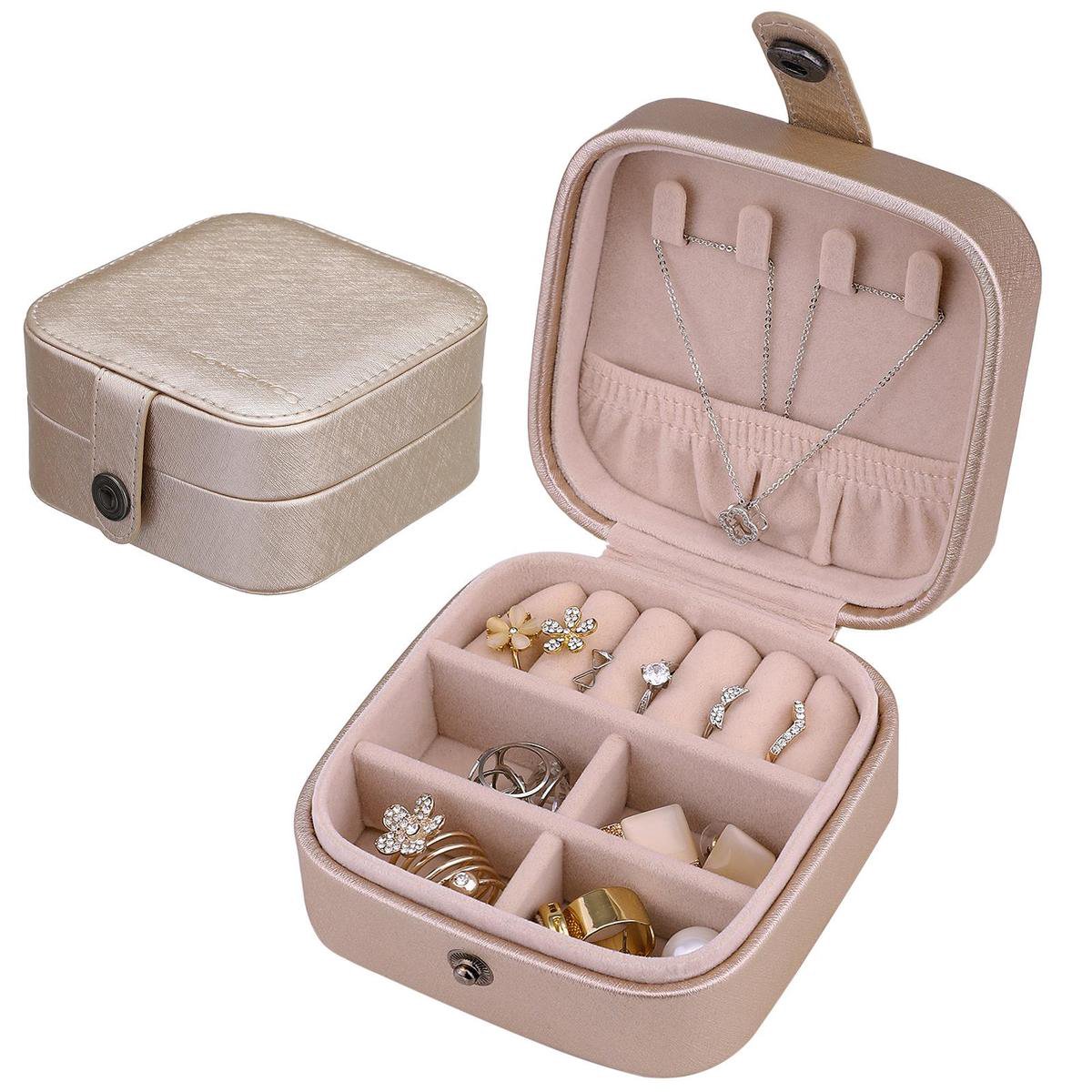 Songmics Travel jewelry box - Goud - Voor ringen, oorbellen