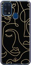 Samsung M31 hoesje siliconen - Abstract faces | Samsung Galaxy M31 case | zwart | TPU backcover transparant