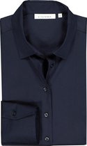 ETERNA dames blouse modern classic, stretch satijnbinding, donkerblauw -  Maat: 42