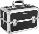 Topquality SONGMICS beautycase XXL groot voor bagage, aluminium multicase tiercase met schouderband 36,5 x 22 x 25 cm, zwart