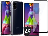 Samsung M51 Hoesje en 2x Samsung M51 Screenprotector - Samsung Galaxy M51 Hoesje Transparant Shock Proof Cover Case + Samsung M51 Screenprotector Tempered Glass Full Screen Protector Glas