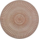 2x Ronde placemats koper geponste gaatjes 41 cm - Tafeldecoratie - Borden onderleggers van kunststof