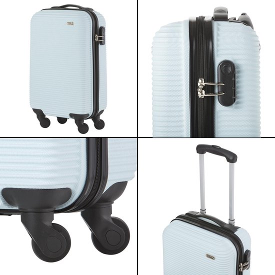 TravelZ Horizon Handbagagekoffer - 54cm Handbagage Trolley met gevoerde binnenkant - Baby Blauw - Travelz