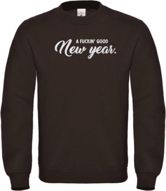 Kerst sweater zwart XXL - A fuckin' good new year - zilver glitter - soBAD. | Kerst | Foute kerst trui | Sweater unisex | Sweater mannen | Sweater vrouwen | Nieuwjaar | Feest | Glitter