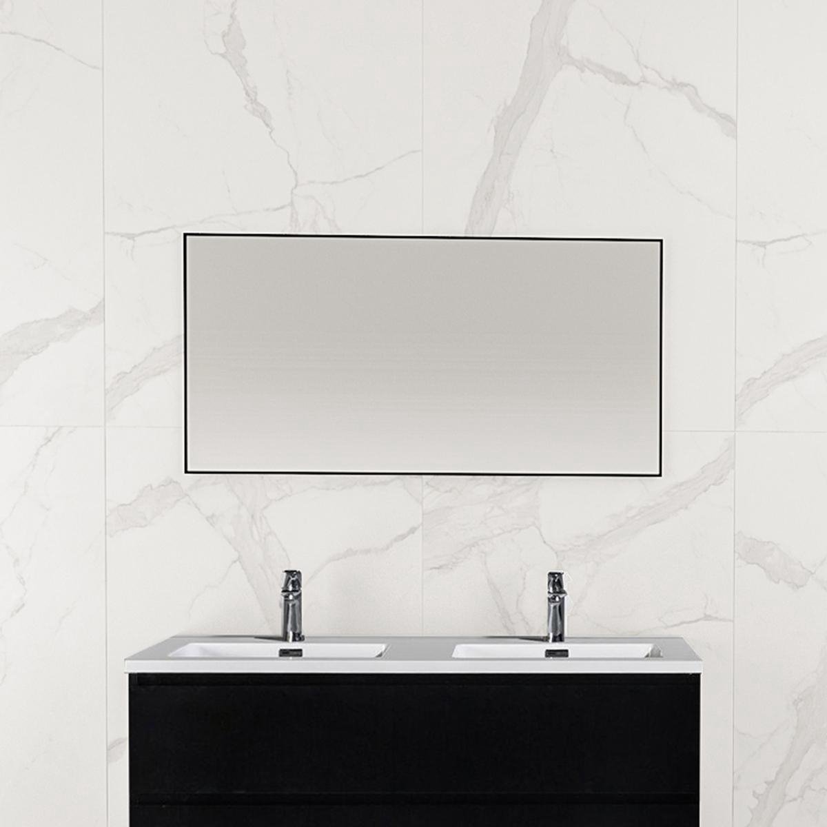 Miroir de salle de bain Reno 120x60 cm - cadre Noir Mat | bol.com