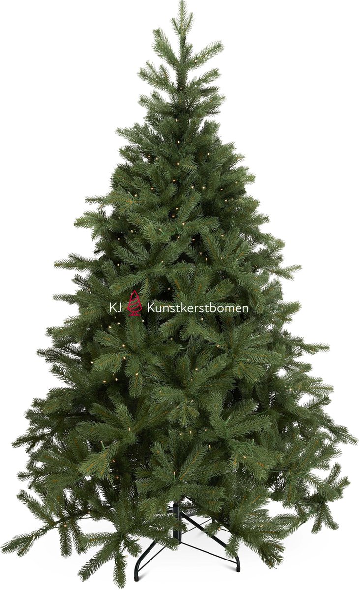 KJKunstkerstbomen Alaska kunstkerstboom de luxe 180cm met inclusief LED verlichting 300 led-lampjes-1215 PE takken