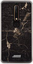 Nokia 6 (2018) Hoesje Transparant TPU Case - Dark Golden Marble #ffffff