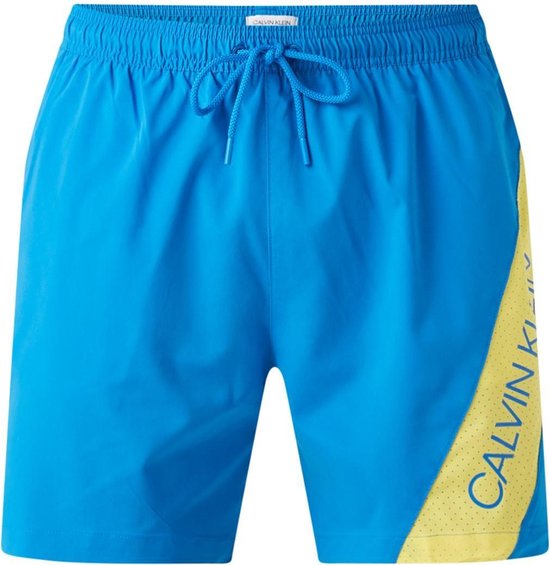Calvin Klein Swim short avec maille et imprimé logo - Blauw/ Jaune - Taille M