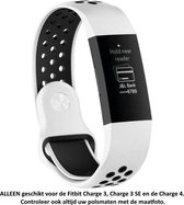 Wit Zwart Siliconen Bandje geschikt voor Fitbit Charge 3 / Charge 3 SE / Charge 4 – Smartwatch Strap - Polsbandje - Rubber