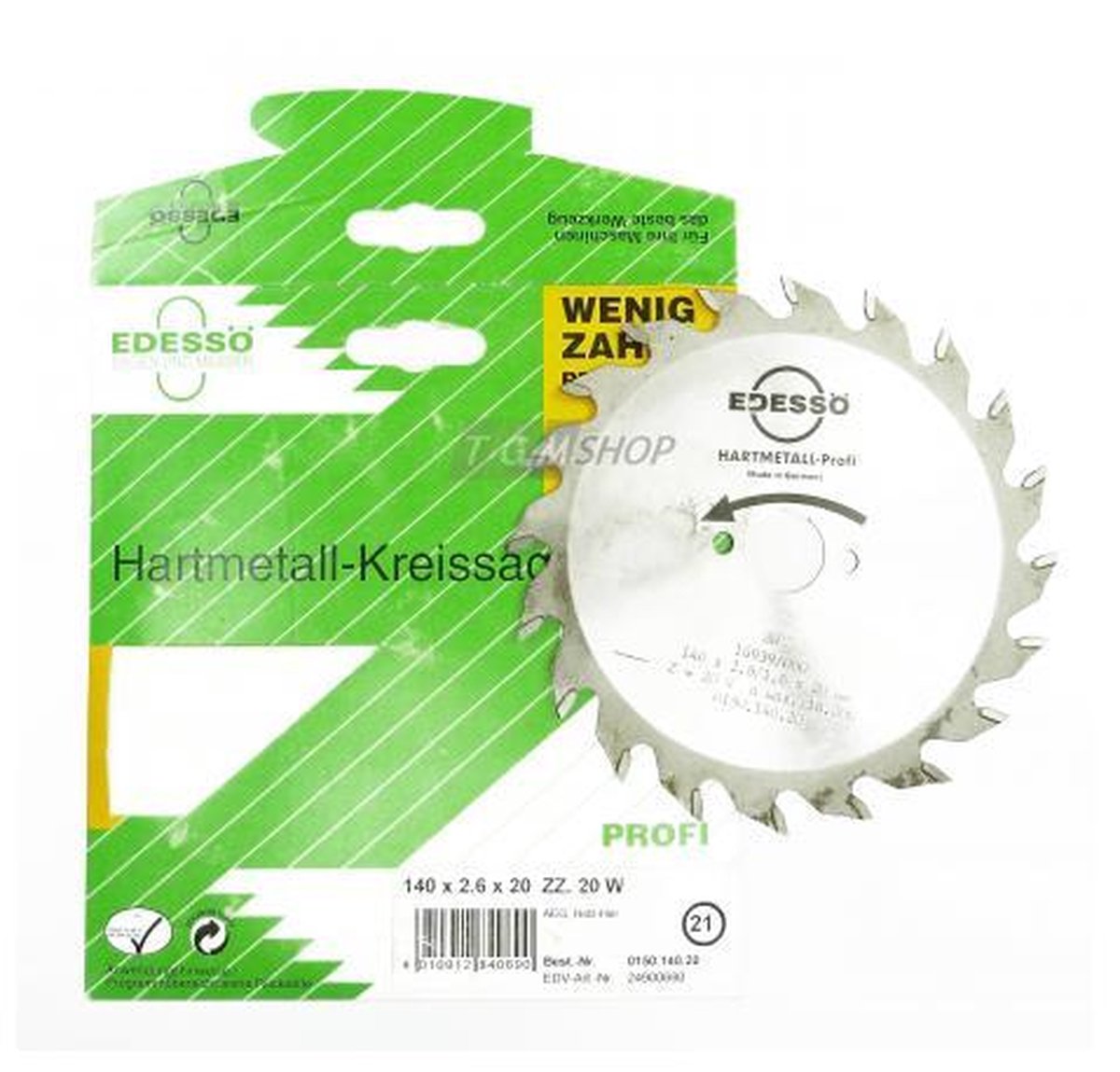 EDESSÖ carbide circular saw blade 140 x 2.6 x 20 mm Z 20 W 0150.140.20