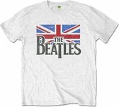 The Beatles Kinder Tshirt -Kids tm 10 jaar- Logo & Vintage Flag Wit