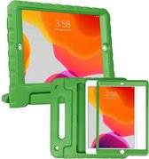 iPad 10.2 (2019 / 2020 / 2021) kinderhoes groen met ingebouwde screenprotector - Kids Stevige Tablet Hoes - voor thuis en op school