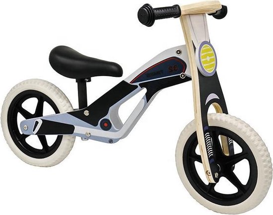 2Cycle Motor Loopfiets - Hout - Zwart-Grijs