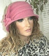 Wollen winter dameshoed kleur roze maat 56 57 cm