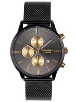 Alexander Cortin - "Gilbert" - Horloge heren - Quartz uurwerk - Stalen Band - Zwart met Goud - Waterdicht tot 3 Bar - Luxe Geschenkdoos - Horloges voor mannen - Ø 42 mm