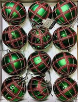 S&L Luxe Christmas Gifts kerstballenset met glitters - 12stuks - 8cm - onbreekbaar  - kerstversiering - kerstballen