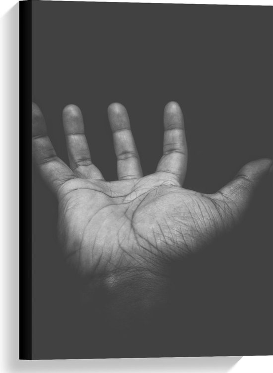 Canvas  - Helpende Hand (zwart/wit) - 40x60cm Foto op Canvas Schilderij (Wanddecoratie op Canvas)