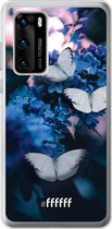 Huawei P40 Hoesje Transparant TPU Case - Blooming Butterflies #ffffff