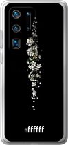 6F hoesje - geschikt voor Huawei P40 Pro+ -  Transparant TPU Case - White flowers in the dark #ffffff
