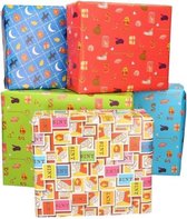 5x Rollen XL Sinterklaas kadopapier diverse gekleurde prints 3 x 0,7 meter op rol 70 gram - Luxe papier kwaliteit cadeaupapier/inpakpapier