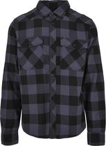 Flanel Checked Overhemd met borstzakken Black/Grey - 5XL