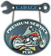 HAES deco - Retro Metalen Muurdecoratie - Premium Service Garage - Route 66 - Western Deco Vintage-Decoratie - 43,5 x 45 x 1 cm - WD007