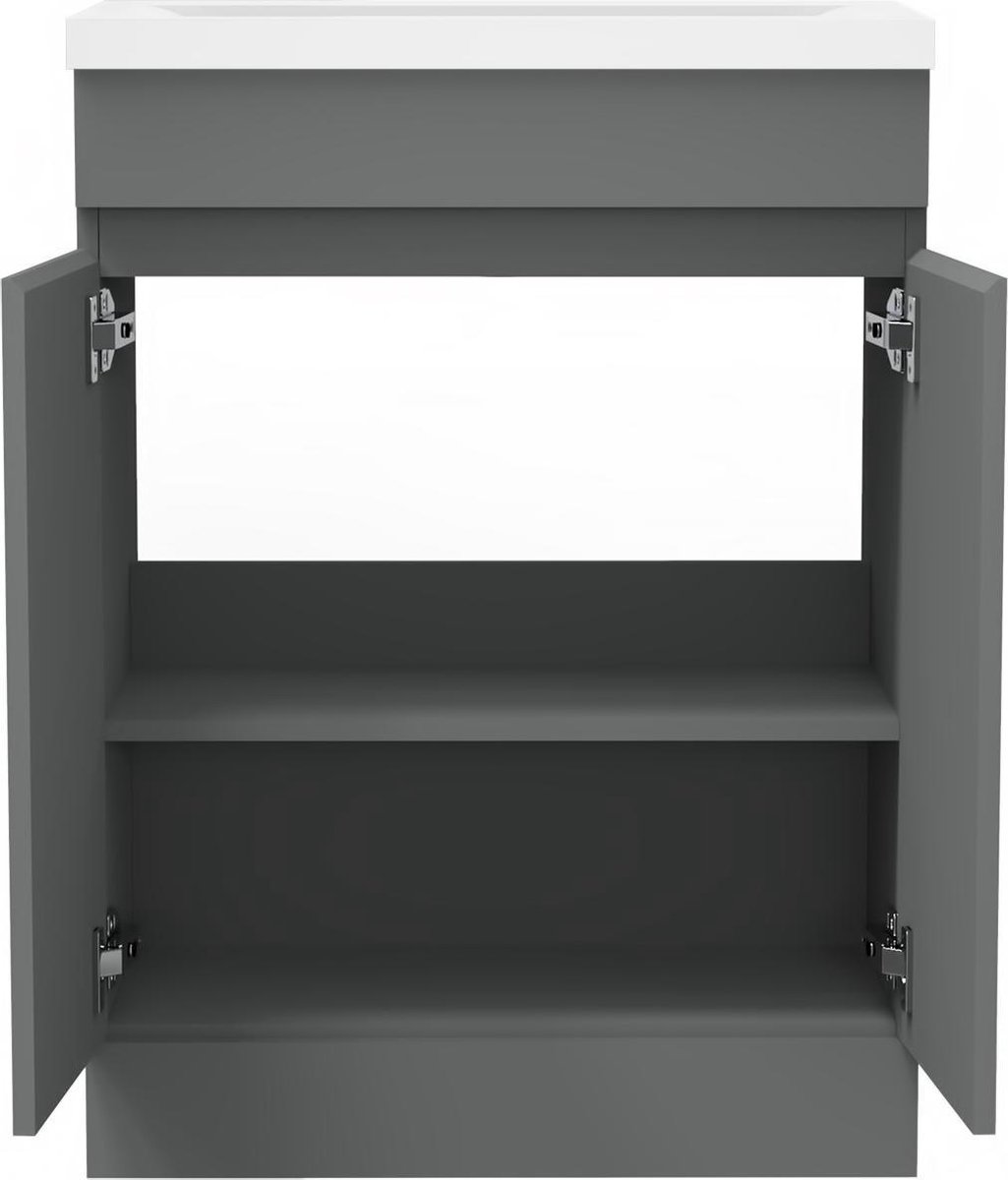 Modulo Badkamermeubel Met Wastafel | 80 Cm Mat Zwart Vlak Front Keramiek 2 Hoge Lades Onder Elkaar Staand 116803 Modulo Badkamermeubel Met Wastafel | 80 Cm Mat Zwart Vlak Front Keramiek 2 Hoge Lades Onder Elkaar Staand 116803