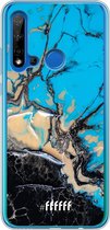 Huawei P20 Lite (2019) Hoesje Transparant TPU Case - Blue meets Dark Marble #ffffff