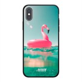 iPhone Xs Hoesje TPU Case - Flamingo Floaty #ffffff