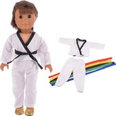 Judopak voor poppen - Judo / Karate outfit met 5 gekleurde banden - Sport Poppenkleding voor pop tot 43CM