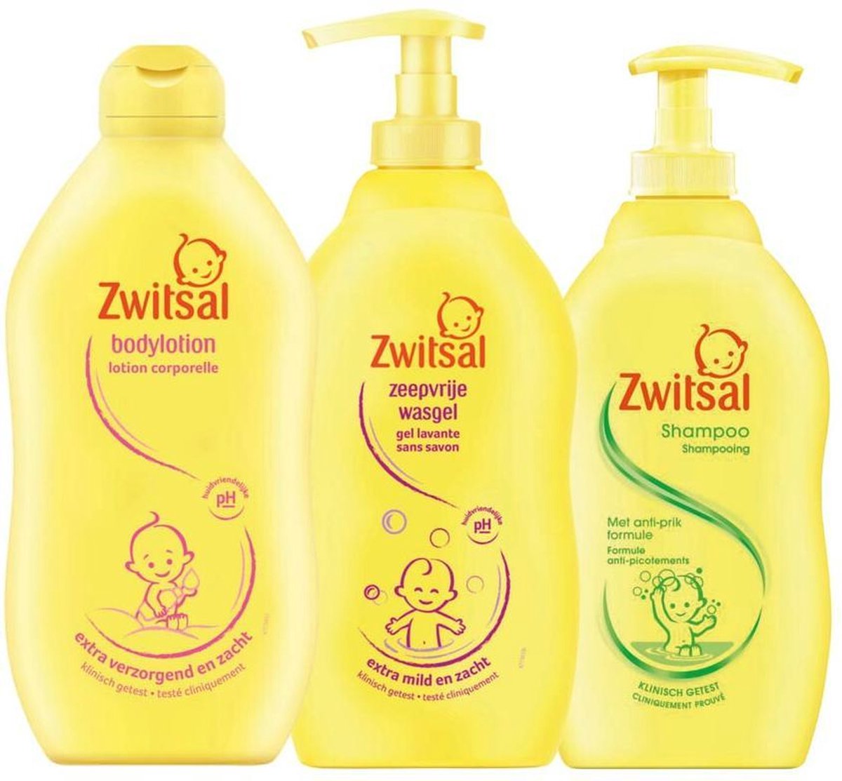 Zwitsal Pakket Voordeelverpakking - Antiklit Shampoo - Zeepvrije Wasgel - Bodylotion