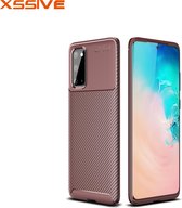 Xssive Carbon TPU Cover voor Samsung Galaxy S20 Plus  - Bruin
