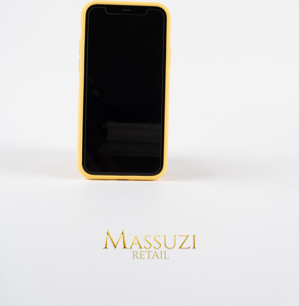 2-in-1 Massuzi iPhone 11 - Silicone Hoesje Case Geel (1 stuk) + Gratis Glass Screenprotector (3 stuks) - Tempered Glass Screenprotector met Yellow Siliconen Backcover Case