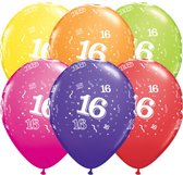 Meerkleurige 16 Jaar Ballonnen 28cm - 25 stuks