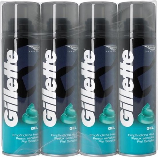 Gillette peau sensible - 4x200ml - Gel de rasage