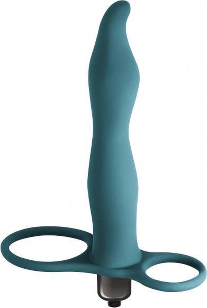 Goedkoopste Vibrerende Strap-on Dildo - Pure Passion - Flirtini - Dubbele Penetratie - 100 Hypoallergeen silicone - 10-standen vibro bullet - AAA Batterij - Groen