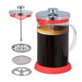 relaxdays koffiemaker glas - cafetiere - coffee maker - theemaker - 800 ml - kunststof rood