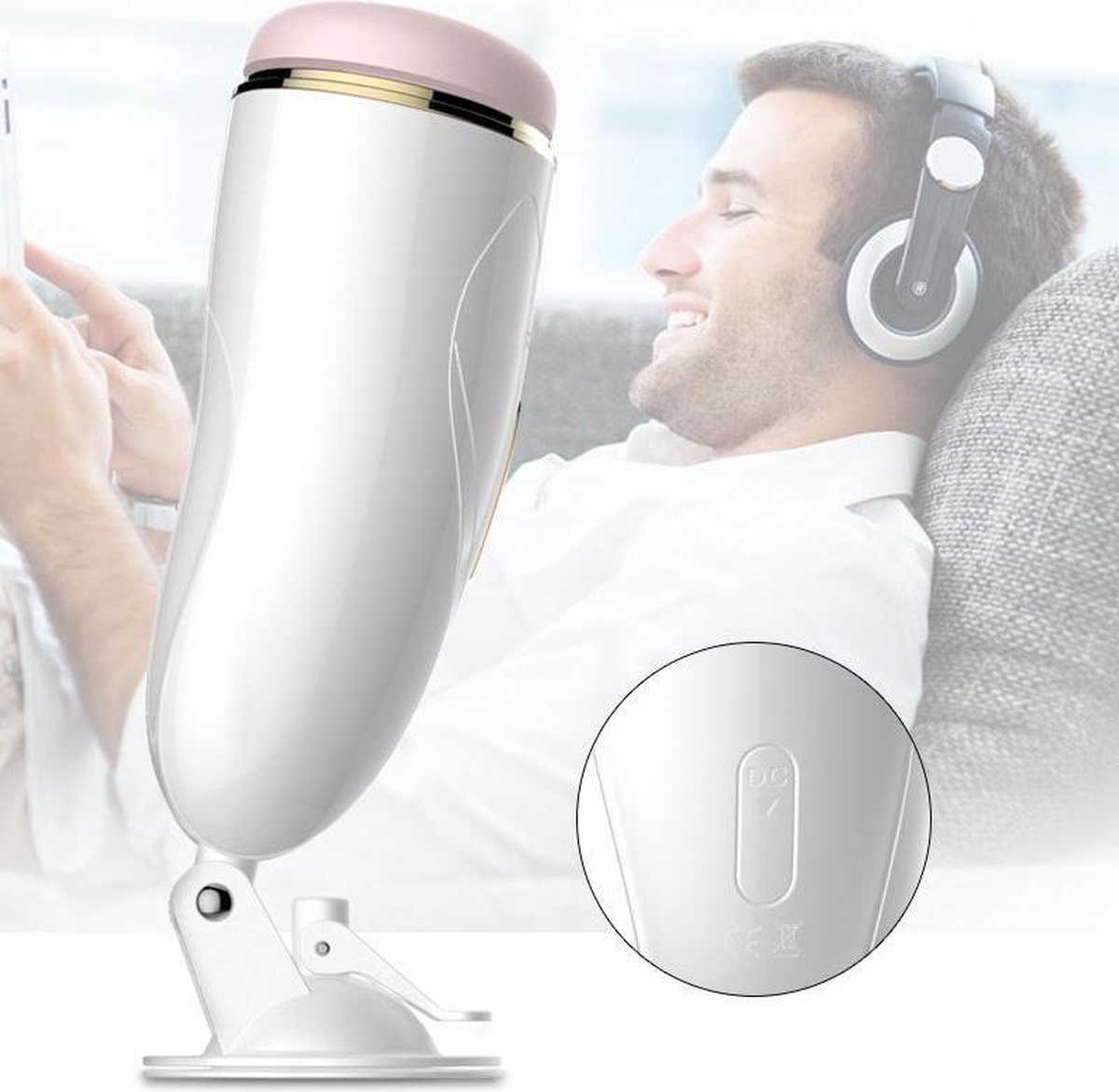 Goedkoopste Foxshow - Grote vibrerende Masturbator Cup - Zwaar formaat - met zuignap voet - Spraak commando's - 7 Function Interactive Function Voice Talk Mode - Oplaadbaar - Luxury Giftbox - Black - 63-00017