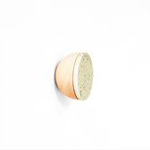 Ø 5cm - Ronde Beukenhouten & Keramiek Kapstok / Jashaak / Knop - Lichtgroen Zwarte Spikkels
