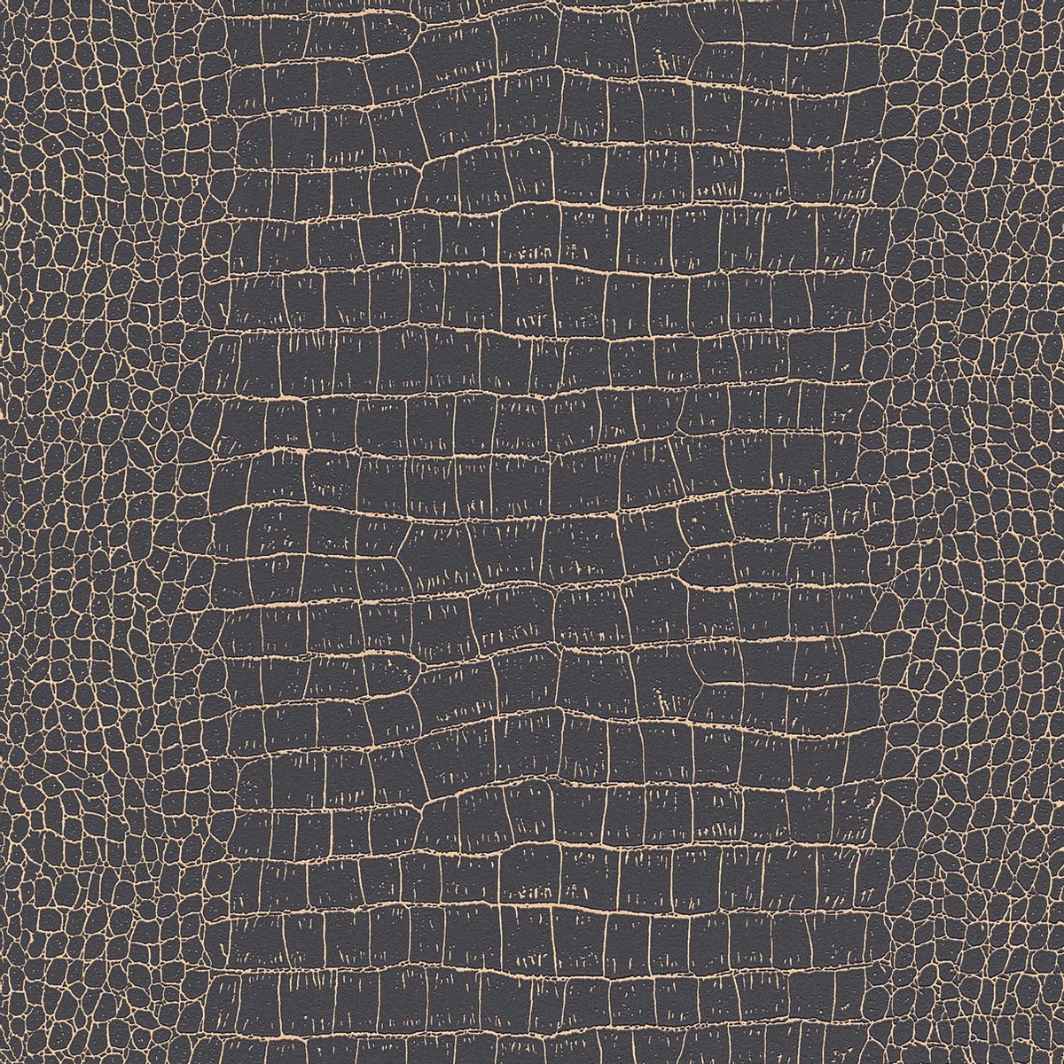 DIERENHUID "KROKODIL" BEHANG - Zwart Goud - AS Creation Trendwall