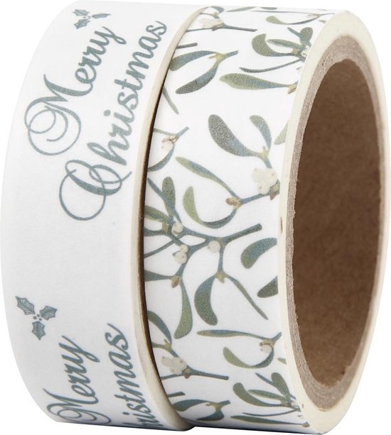 Tape de masquage. b: 15 mm. gui et joyeux Noël. 2x5m [HOB-24763]