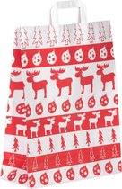 50 Kerst Draagtassen Van Kraftpapier Met Platte Oren " Noorwegen" 22 x 10 x 28cm
