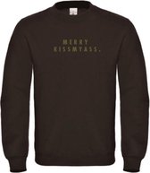 Kerst sweater zwart L - Merry Kissmyass - olijfgroen - soBAD. | Kersttrui soBAD. | kerstsweaters volwassenen | kerst hoodie volwassenen | Kerst outfit | Foute kerst truien