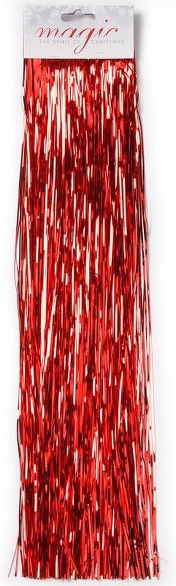 Set van 8x stuks lametta engelenhaar rood 50 cm - Lametta/folie haar - Rode kerstboomversiering